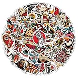 57PCS Vintage Graffiti Tattoo Stickers Packs for Adults Mens Teens, Retro Horror Skull Waterproof Vinyl Sticker for Water Bottles Laptops Cars Skateboards Mens Cave Decorations