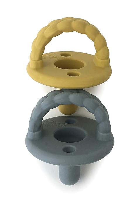 Buy Itzy Ritzy Sweetie Soother Pacifier Set Of 2 Silicone Newborn Pacifiers With Collapsible Handle Two Air Holes For Added Safety Set Of 2 In Dark Gray Yellow Ages