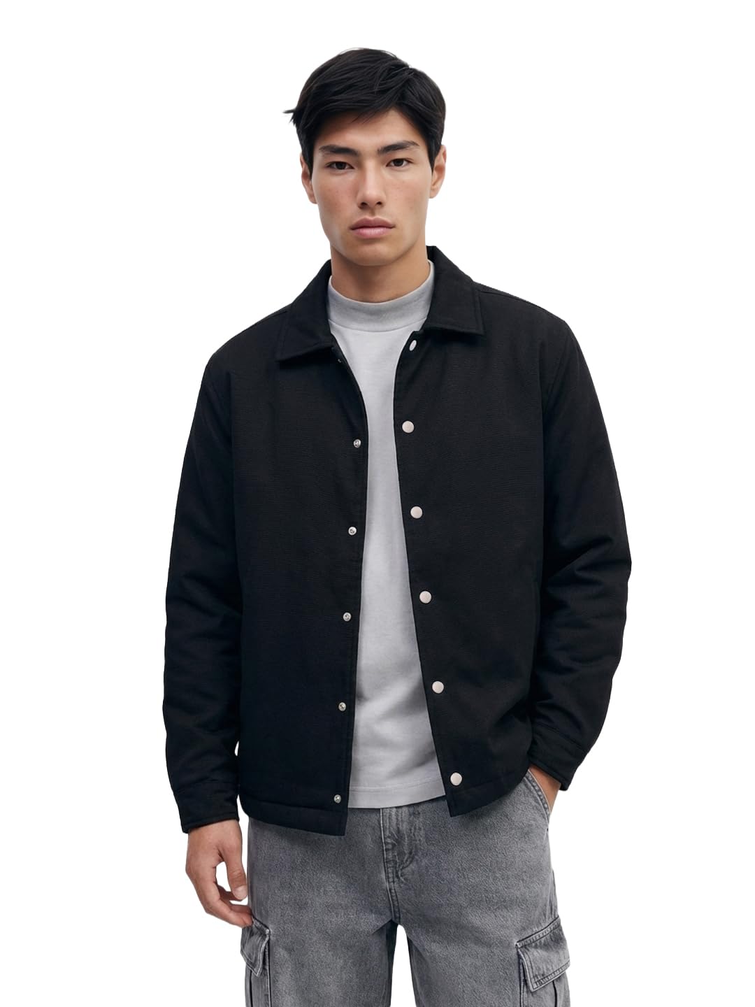 the indian garage co Men Regular Fit Long Sleeves Cutaway Collar Solid Jacket-picture-49