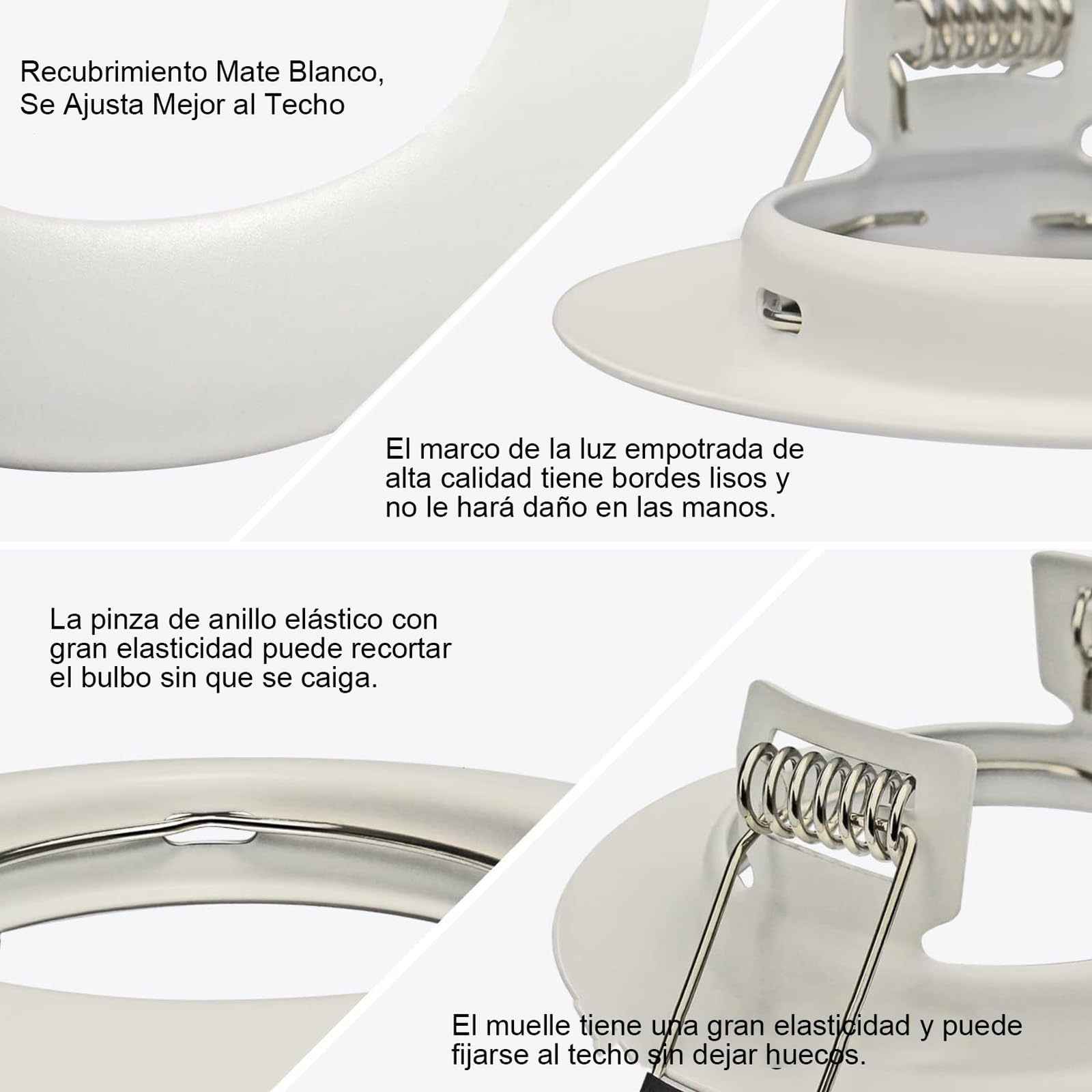 HiBay Focos empotrables GU10,20x Marco Focos gu10 Blanco,Corte 65-68mm,Para Lámparas De Led O Halógena,Marcos Downlight Empotrado Ojos de Buey con Portalamparas GU10