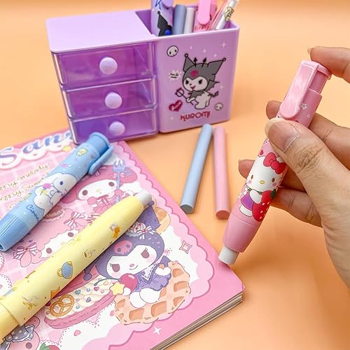 Miniatura 3 de 5 borradores a presión de dibujos animados, retráctiles de goma Kawaii para niños, para escribir dibujos, divertidos borradores de estudiantes,