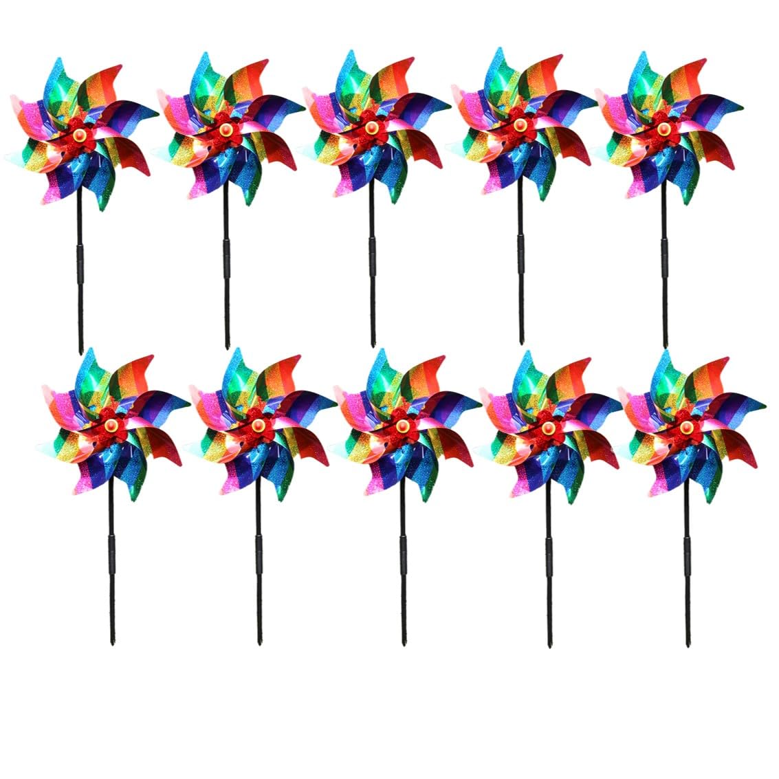Ehoter E Hoter Reflectiv Pinwheels 10 Pack Wind Spinners Outdoor Bird Scar Devices Sparkly Pinwheel For Garden Decor Scar Birds & Animals For Garden Yard Patio Lawn Farm (E)