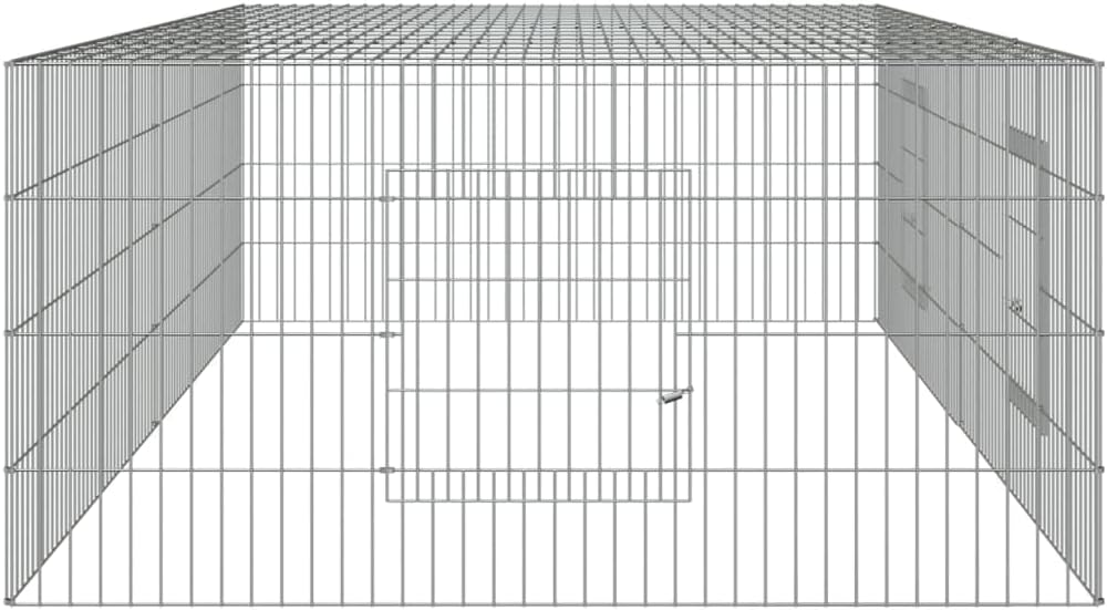 vidaXL Rabbit Cage/Animal Playpen-Outdoor Pet Enclosure/Galvanized Iron - Silver, 86.6"x43.3"x21.7", Spacious & Ventilated Design