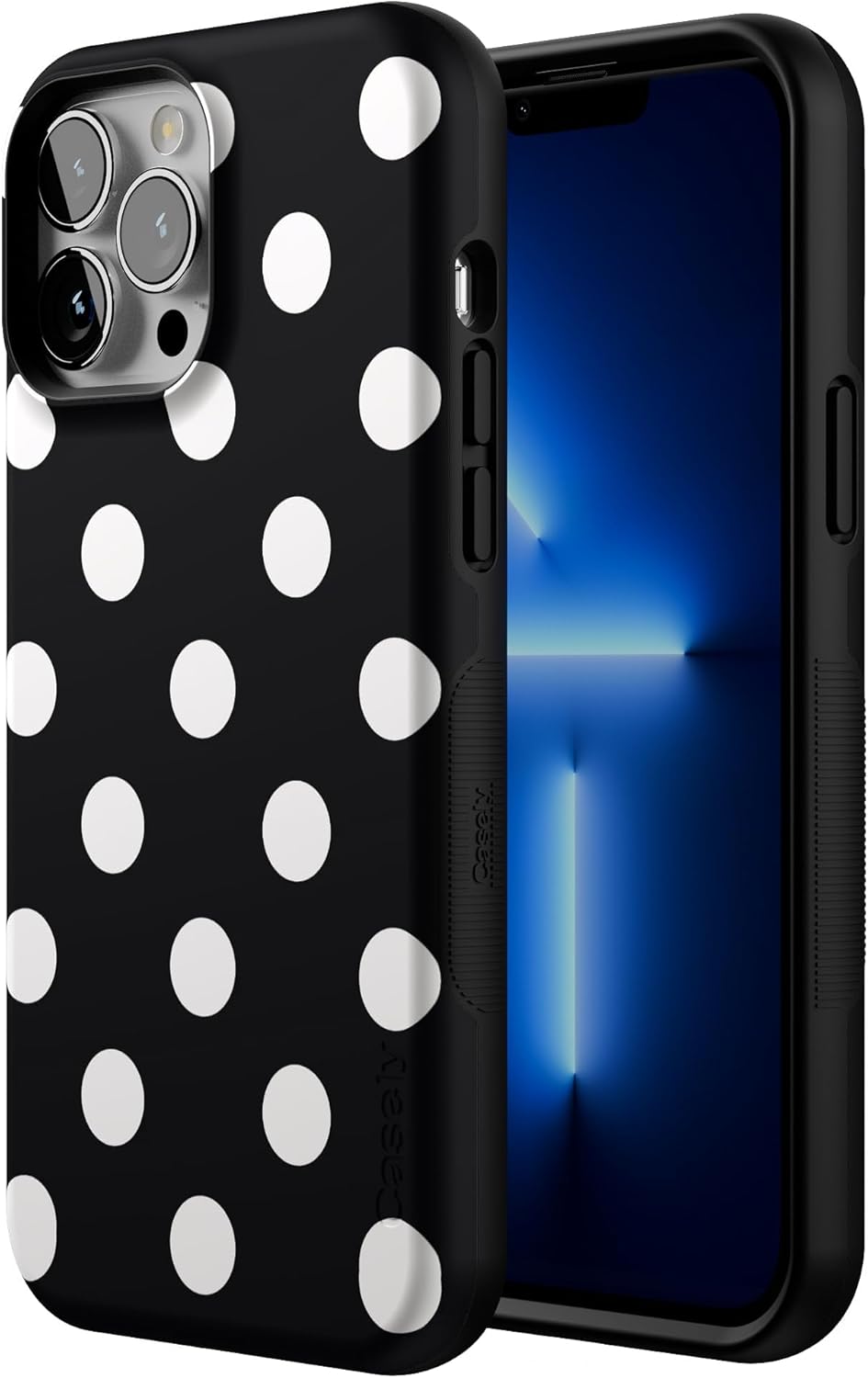 Casely iPhone 13 Pro Max Case | High Contrast | Black Polka Dot | Bold Protective Design | Compatible with MagSafe