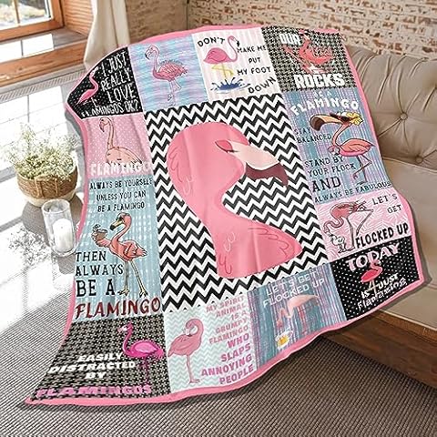 Flamingo Blanket,Funny Flamingo Collage Print Gifts for Flamingos Lovers, Soft Plush Flannel Throw Bed Sofa Bedroom Decoration 80 in x 60 in Large for Women Men Adults Cover