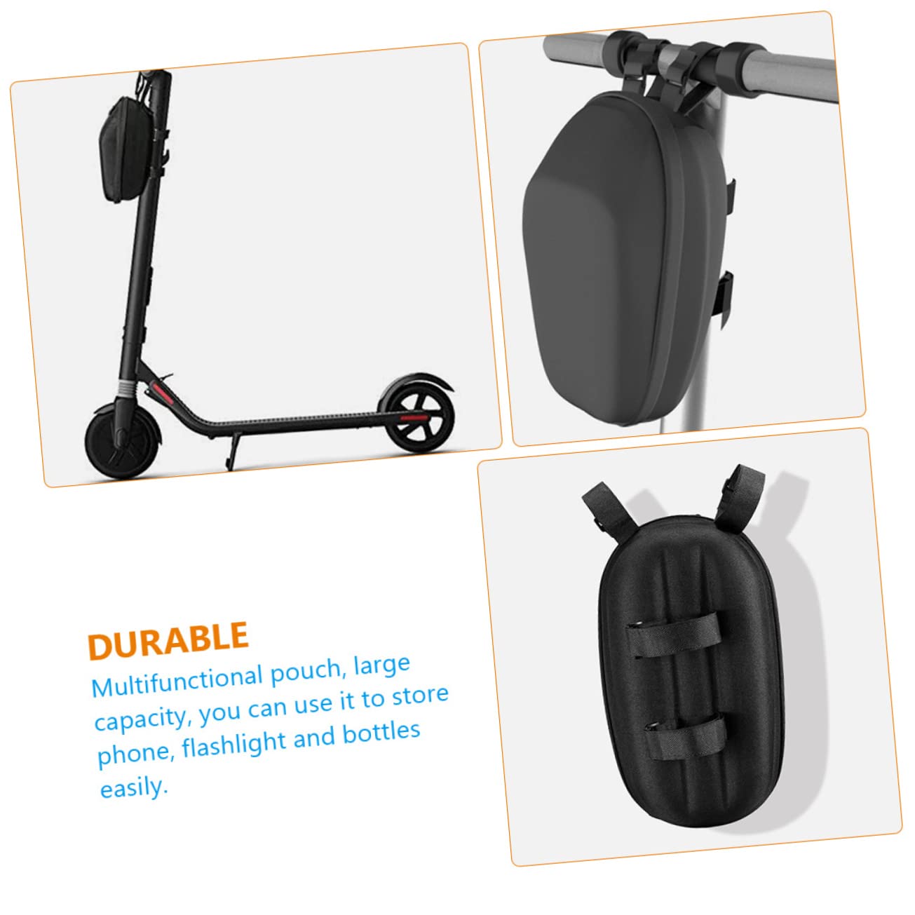 VANZACK Schwarze Lenkertasche für E Roller und Scooter, Große Eva Tasche | Faltbares Design, mit Gurt, Multifunktionale Aufbewahrung für Unterwegs, Schlichtes Format