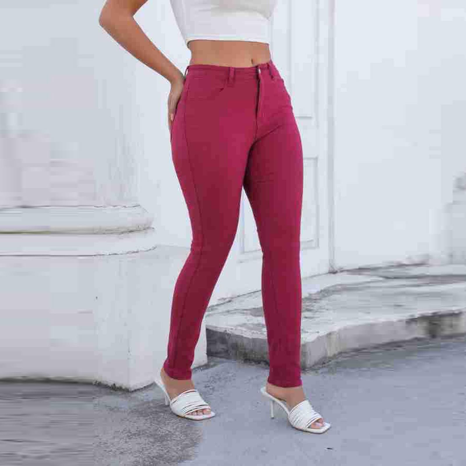 Damen Jeans mit hoher Taille und Po-Lifting-Effekt, Distressed-Stretch, Skinny, sexy kolumbianische Jeans für Damen