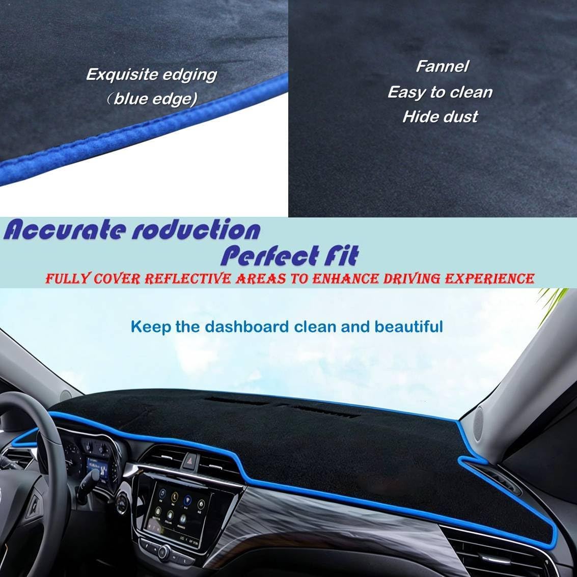 Fit for Mercedes-Benz E-Class 1998-2003 Dashboard Cover Pad,Dash Cover Mat,Custom Flannel/Non-Slip/Blue Edge