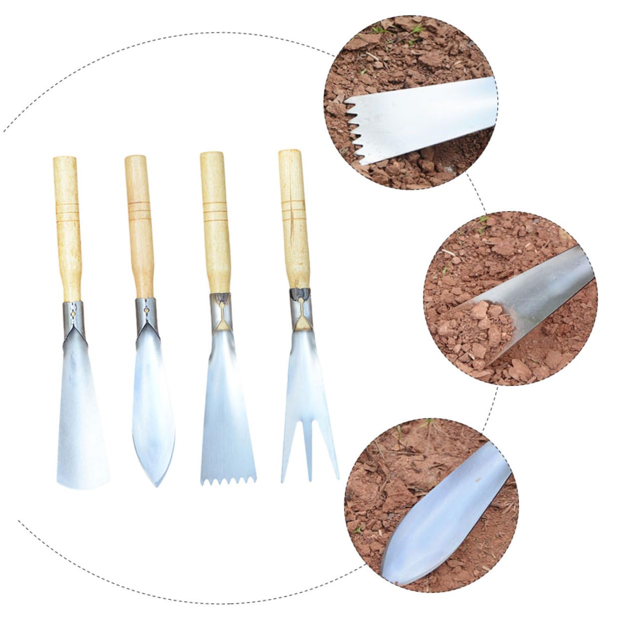 UKCOCO 4 Pièces Acier Inoxydable de Outils de Jardinage Pratiques pour Transplantation Désherbage Plantation de Plantes