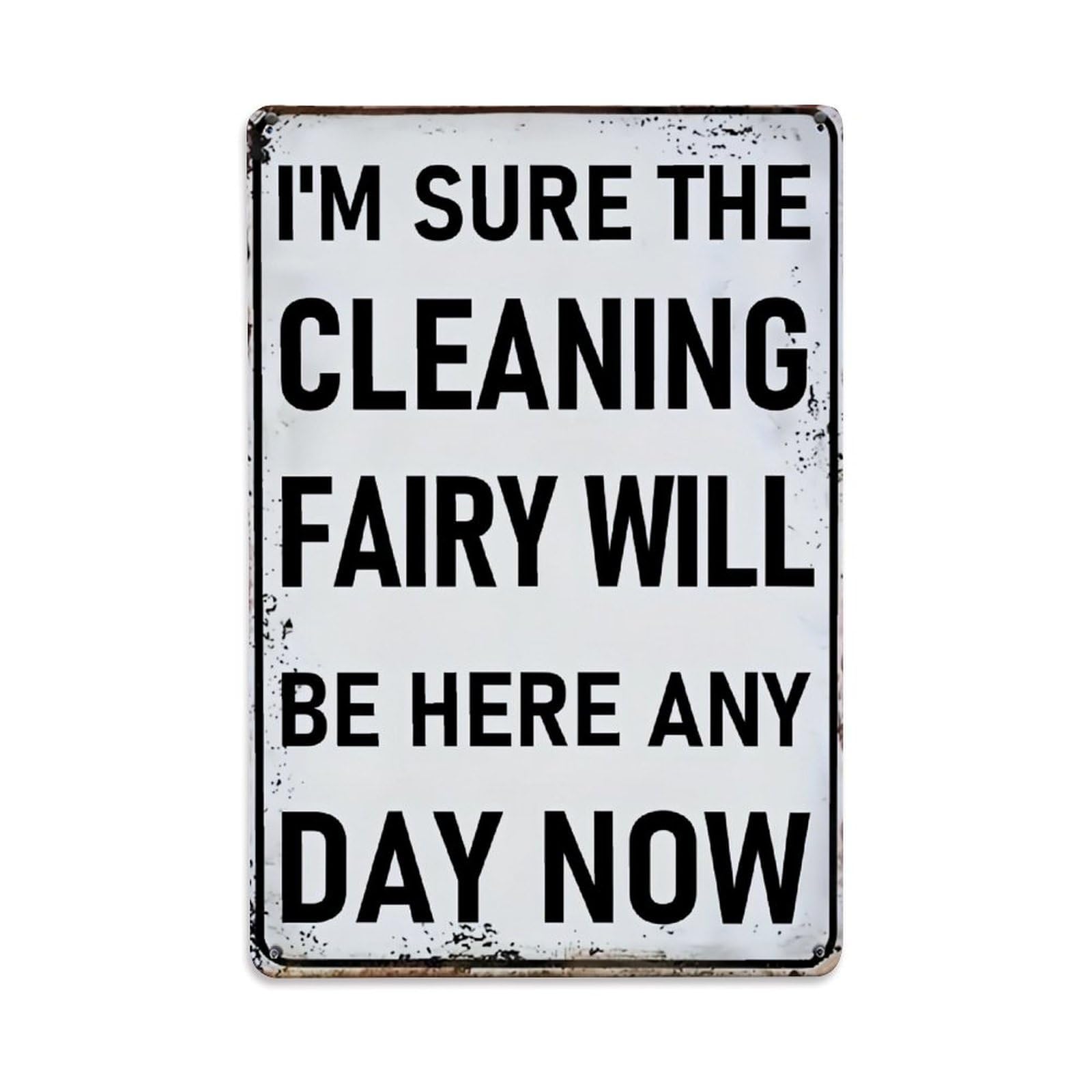Jdfenggu Vintage I'm Sure The Cleaning Fairy Will Be Here_1xep9 Retro Metal Tin Sign, Metal Poster For Bar, Home, Man Cave, Kitchen, Laundry Room Art Decor 8X12 Inch