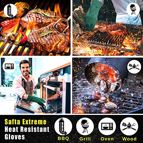 Us Dynamic Gardening Gloves | Heat Resistant Long ''16'' Kevlar Stitching Welding Bbq Grill Tig Stick Welding| Premium Cow Split Leather Oven Gloves, Green, X-Large #TOP2