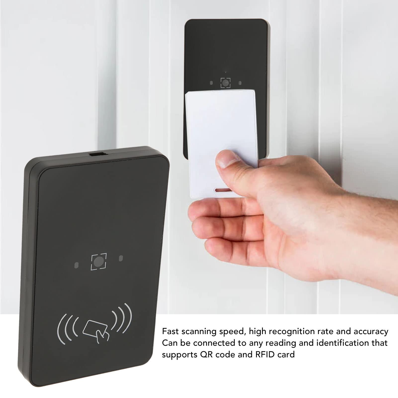Lecteur de Carte à Puce d'accès, Lecteur de Carte RFID Rapide et précis Lecteur 2D Portable Scanner de Code QR Porte Carte RFID pour immeuble de Bureaux prenant en Charge Les Machines de visiteurs