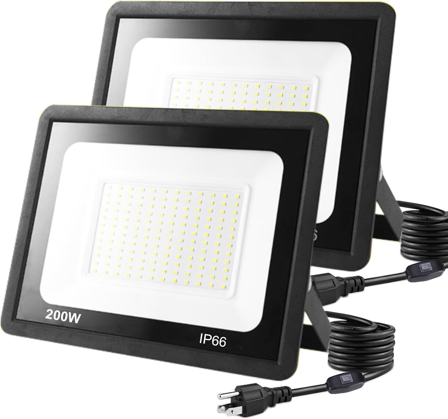 200W LED Flood Light Outdoor, Super Bright Exterior Floodlight, IP66 Waterproof Working Light, Outside Security Light, 6000k Outdoor LED Flood Light for Garage Warehouse Stadium Yard Garden