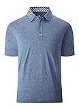 ZITY Golf Polo Shirts for Men Short Sleeve Athletic Tennis T-Shirt Blue Grey L