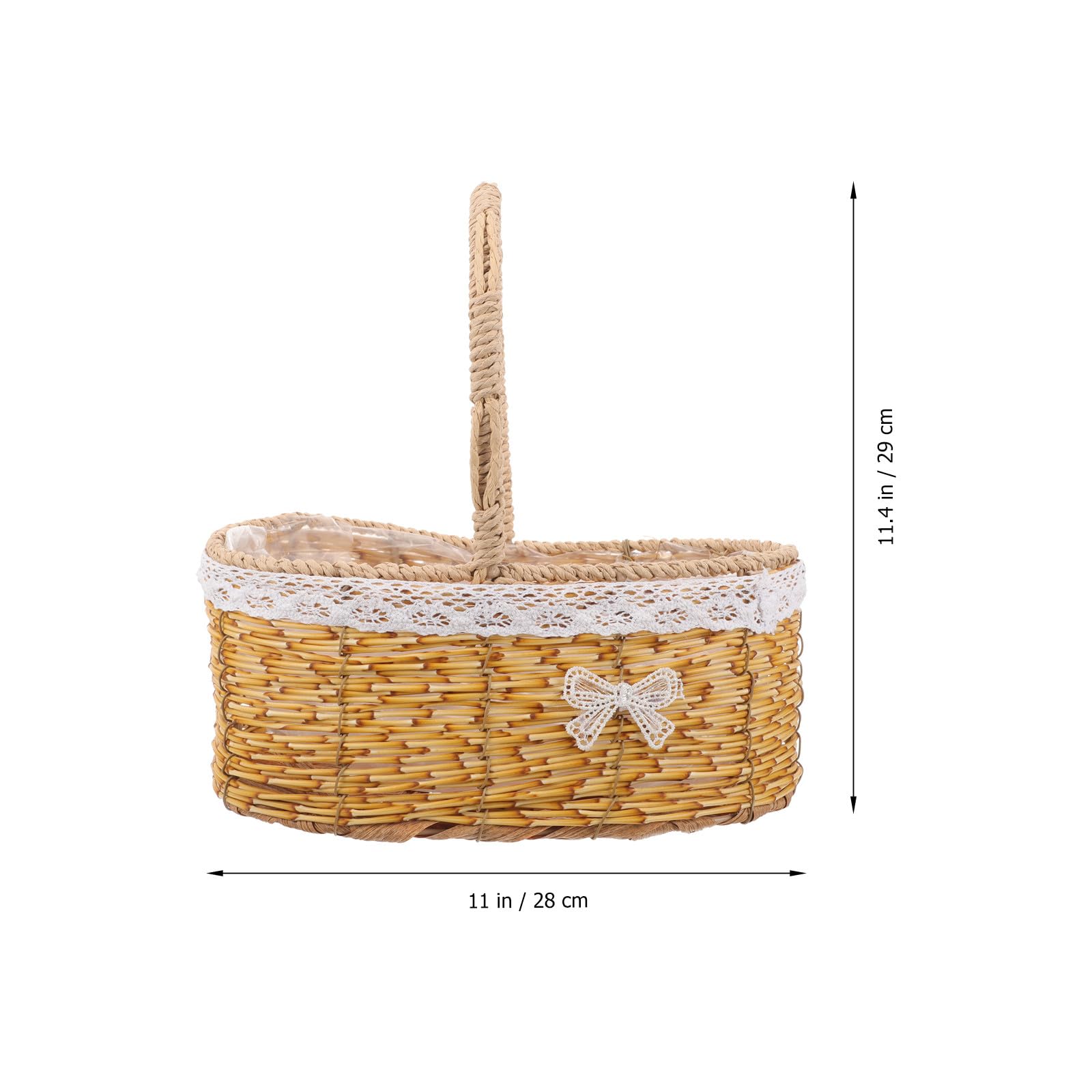 NUOBESTY Tragbarer Geflochtener Blumenkorb mit Einzigartigem Design und Leichtem Pp Material Eleganter Dekorativer Blumenmädchenkorb für Hochzeit und Balkon