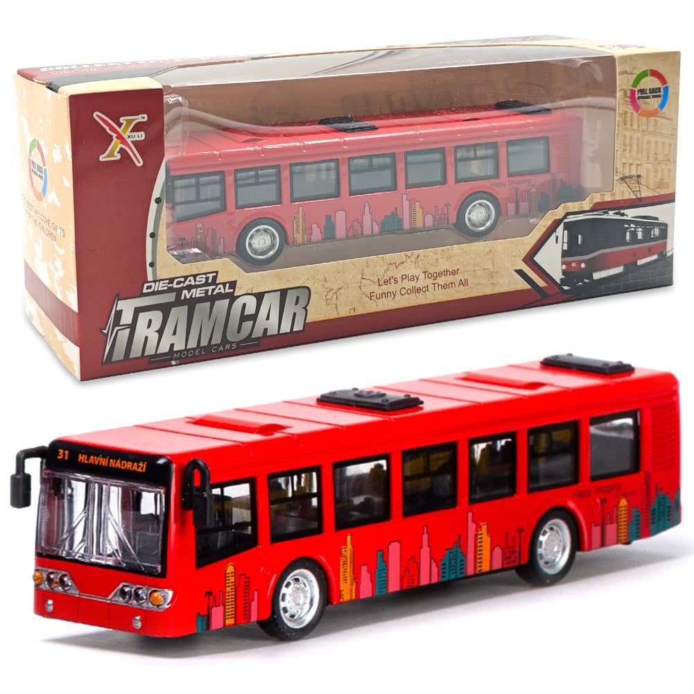 Bus Spielzeug, Spielzeugauto Bus Modell Pull Back Auto Spielzeugbus Car Spielzeug Mini Busse Autos Kleine Spielzeugs Fahrzeuge Schulbus Spielzeugauto Zurückziehen Geschenke für Kinder(Rot)