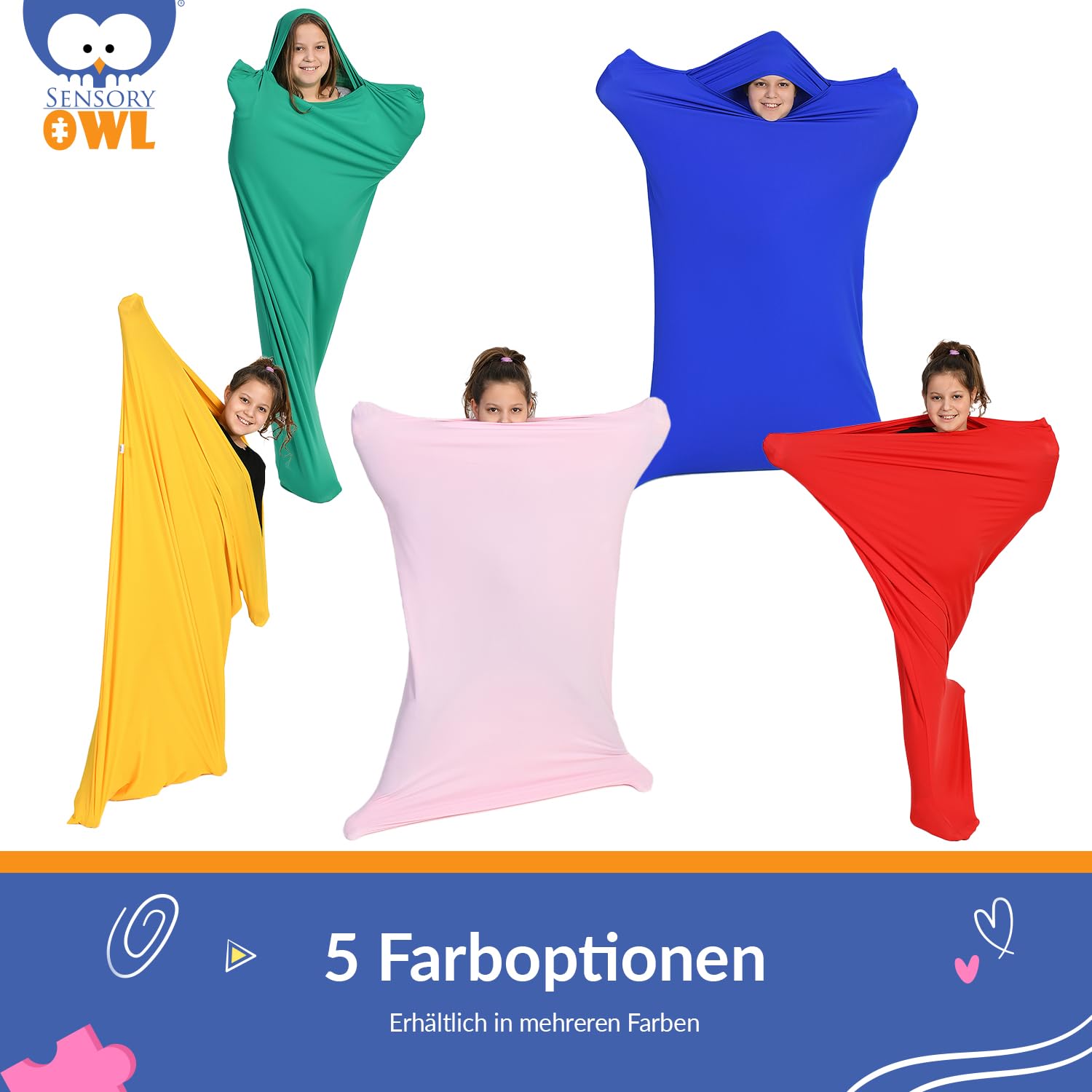 Ganzkörpersocke Sensorisch Kinder und Erwachsene Ganzkörperwickel Stressabbau Autismus ADHD Hilfsmittel M 125 cm Blau
