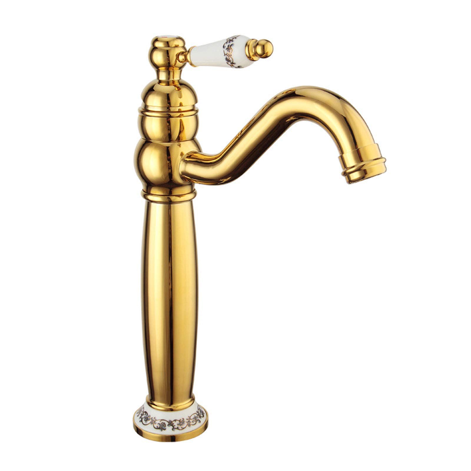 Robinet d'évier de salle de bain rétro mitigeur lavabo eau chaude froide or et chrome