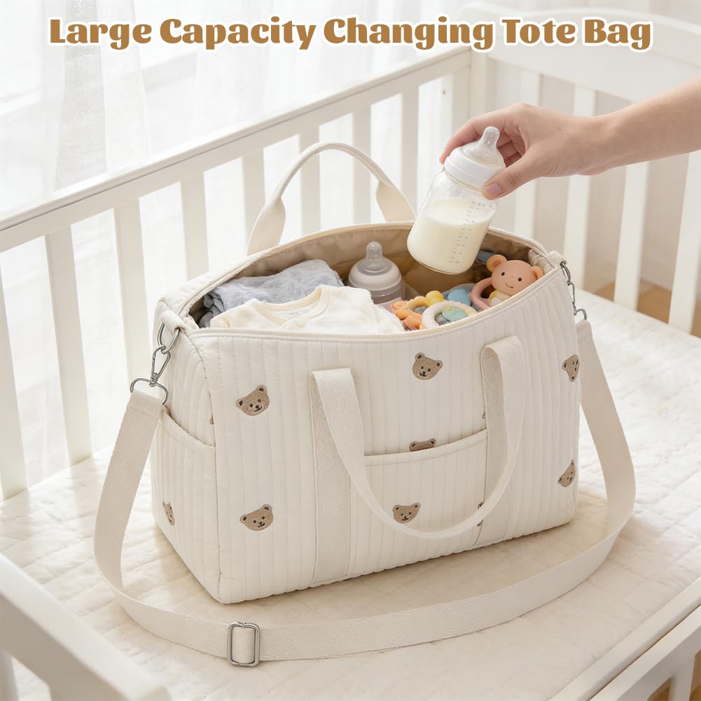 Aucuu Sac à Langer, Sac de Maternité Grande Capacité, Lavable, Léger et Pliable, Sacs à Langer Compartimenté Multifonction, Sacs de Maternité Bandoulière/Fourre-tout pour Hôpital, Voyage, Weekend