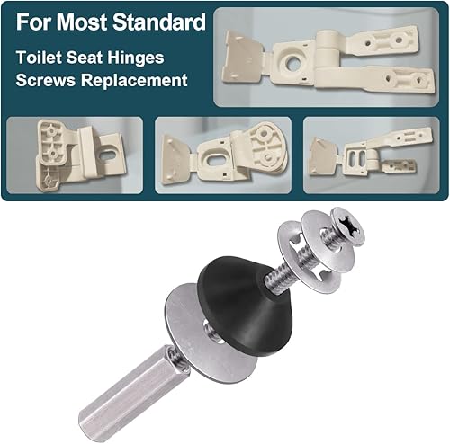 Miniatura 10 de Paquete de 2 tornillos universales de repuesto de plástico blanco para asiento de inodoro, bisagras de asiento de inodoro, pernos y tuercas para