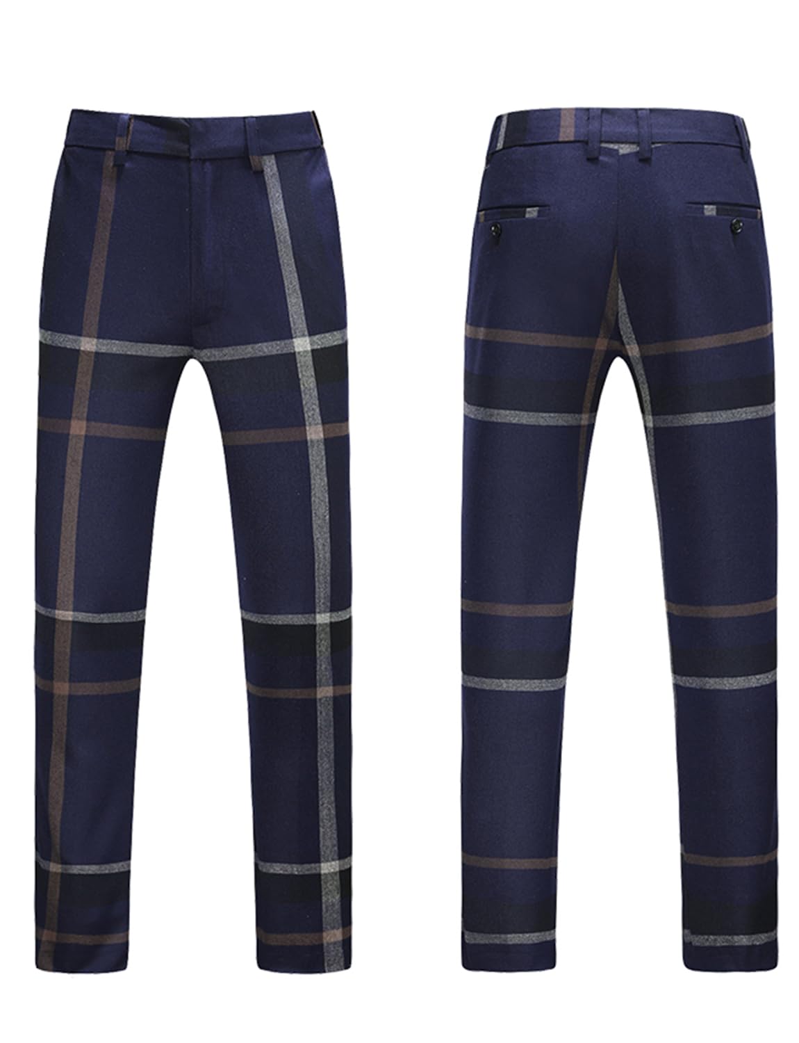 Uomo Plaid Tuta 3 Pezzi Tuxedo Un Bottone Prom Wedding Party Giacca Gilet Pantaloni Set