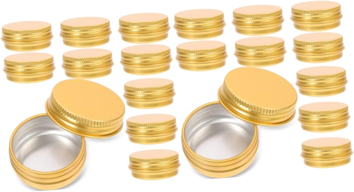 MAGICLULU 48pcs Round Tin Box Airtight Lids Jar Pump Lid Aluminum Screw Tin Containers for Travel Storage