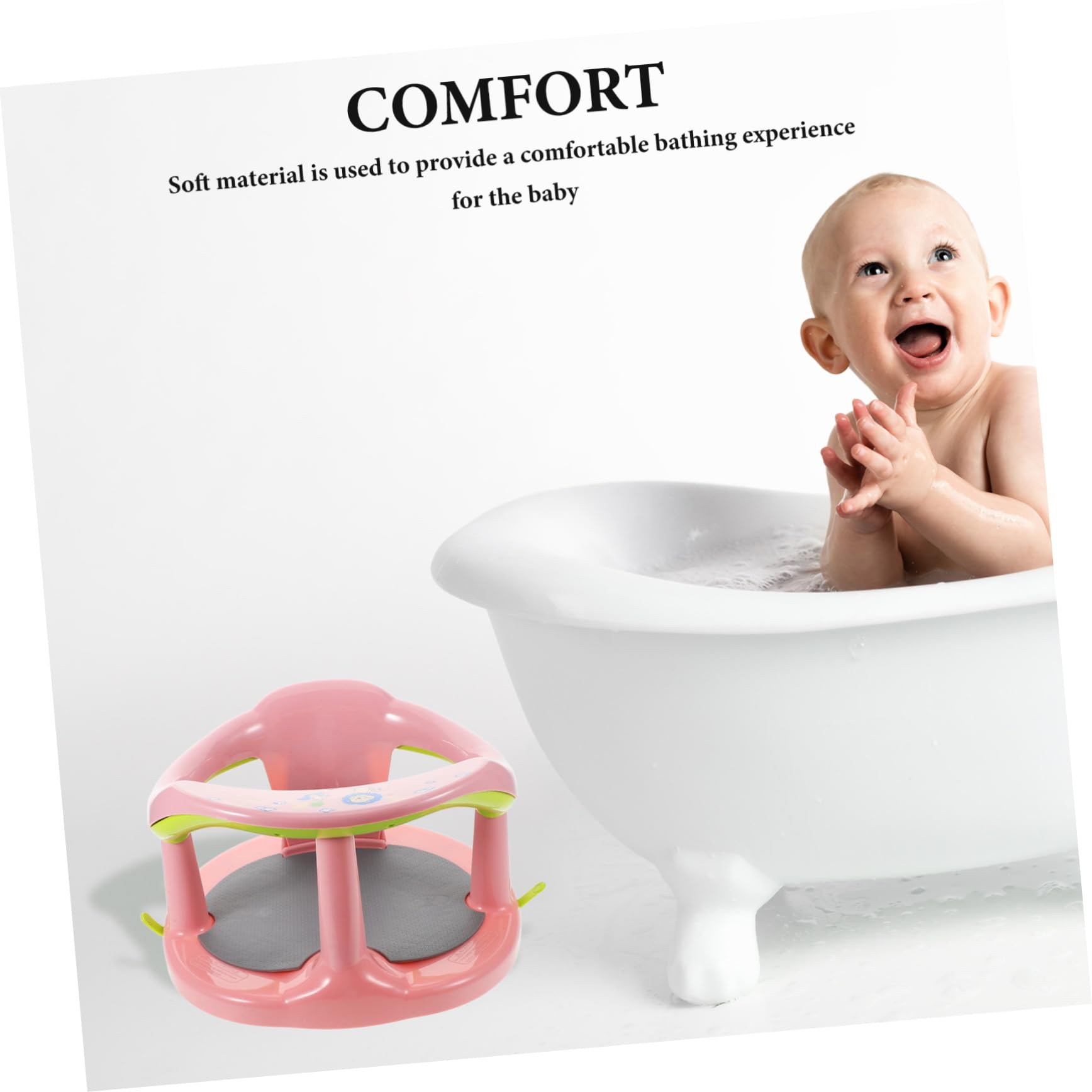 Yardwe Asiento de Baño para Ñiño Superficie Antideslizante y Fácil de Transportar, Color Rosa, Fabricado en Pp y Tpr para Recién Nacidos y Niños Pequeños