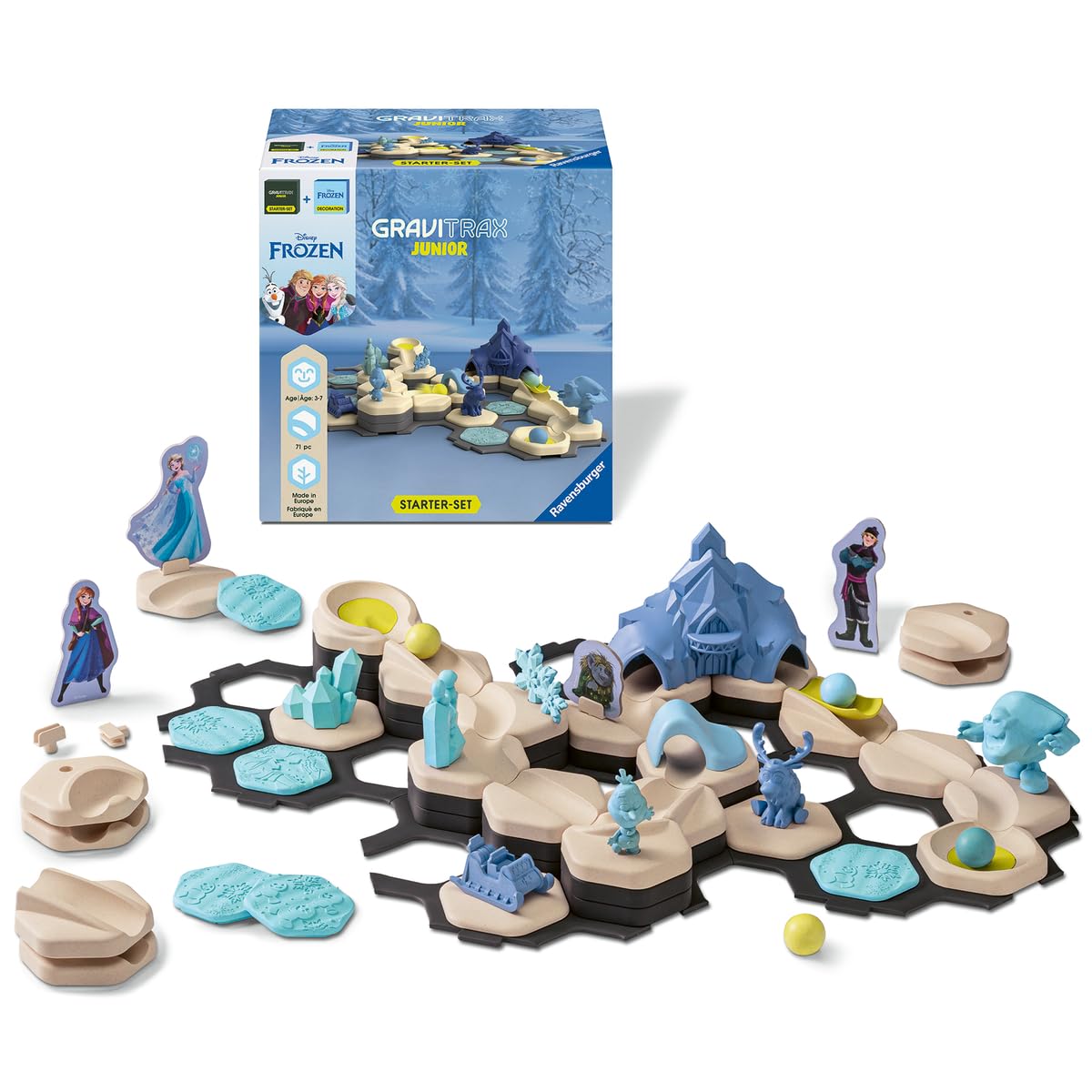 Ravensburger - GraviTrax Junior - Starter Set La Reine des Neiges - 2 Produits en 1 - Circuits de Billes créatifs - 71 pièces - Dès 3 Ans - 73385