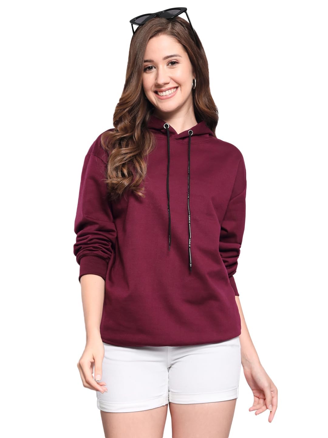 funday fashion Fleece Full Sleeve Women's Solid Hooded Sweatshirt-picture-30