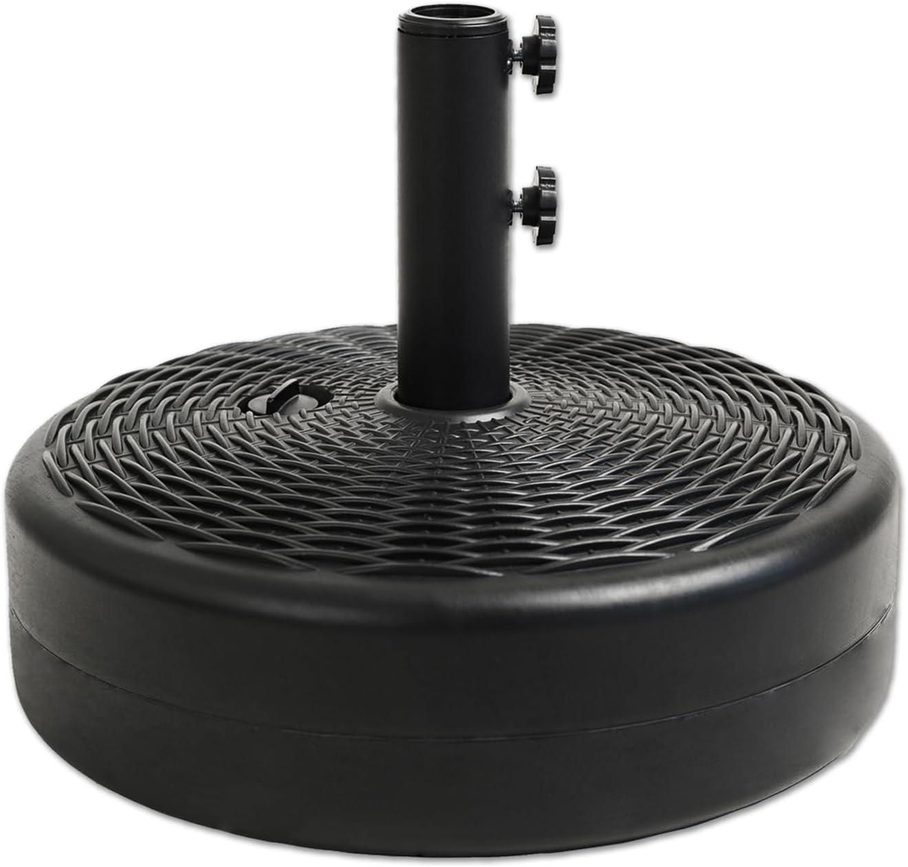 Helios&Hestia 70 lb Heavy Duty Round Umbrella Base, Plastic Water and Sand Fillable Outdoor Stand Weight for Patio Market Table Umbrella, Black