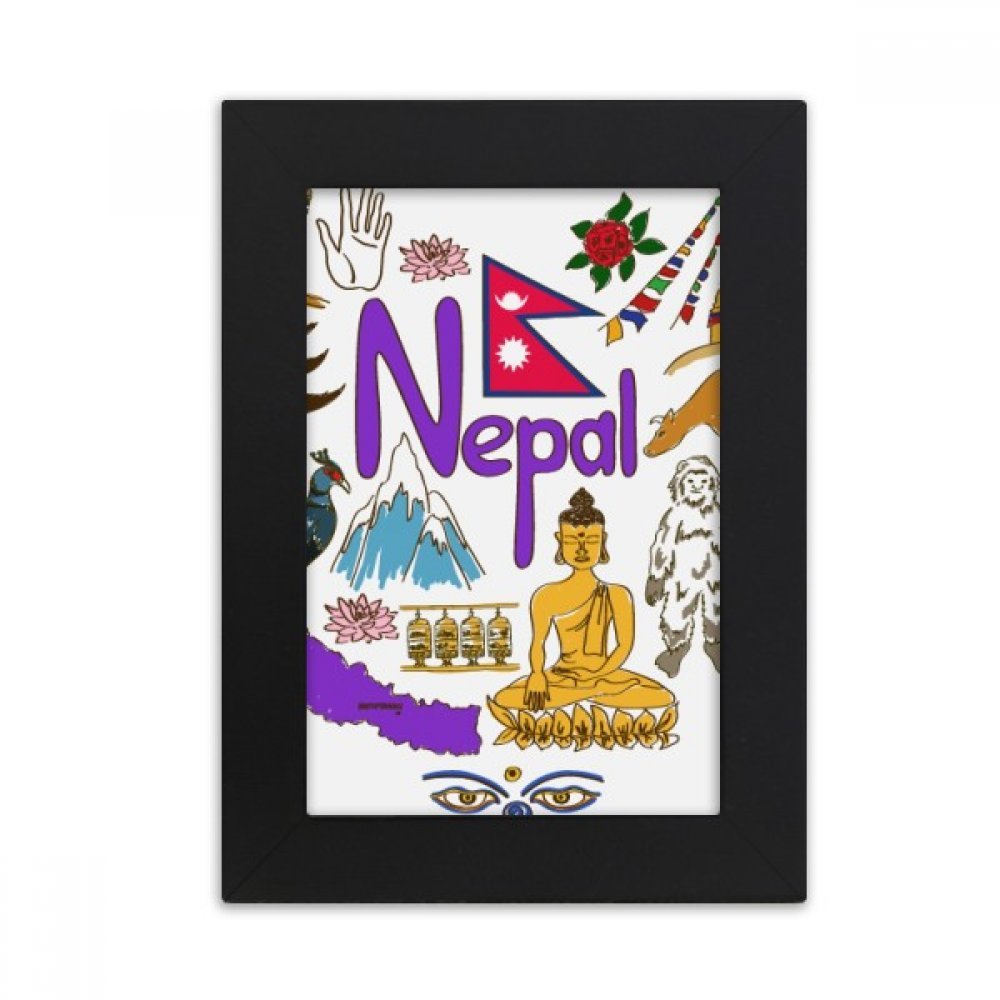 Cadre Photo Népal 10x15 cm Noir Love Heart Drapeau National Bureau Art 5x7 Pouces