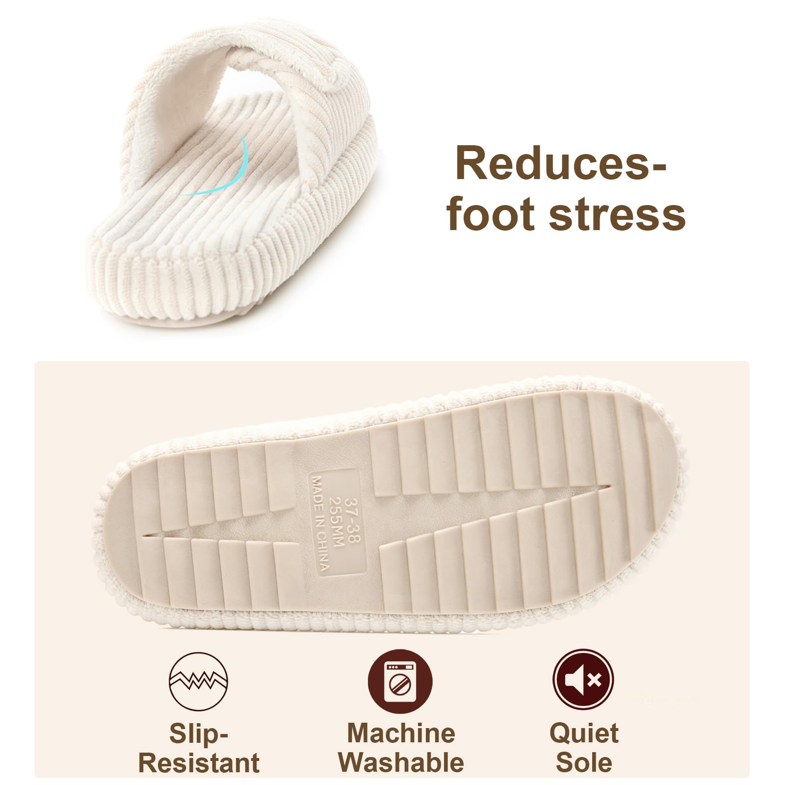 Pantofole Donna Ciabatte in Velluto a Coste per Casa Comode e Regolabili with Memory Foam Eleganti Morbide Antiscivolo Slippers