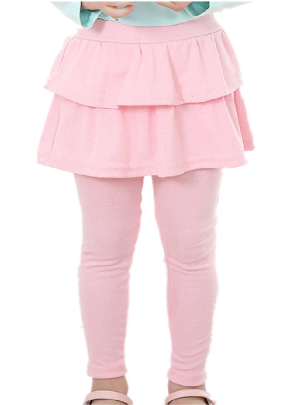 Face Dream Leggings sin pies para niñas pequeñas con minifalda con volantes, falda elástica de algodón para niños pequeños de 1 a 10 años