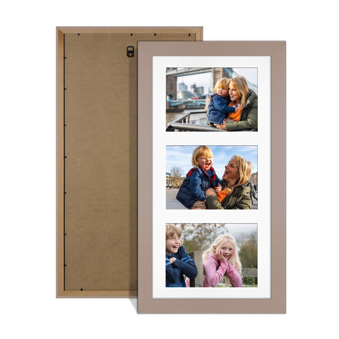 Procut Global 40X20CM Rose Gold Photo Frames For Multiple Pictures with White Mount-Modern Collage Frame with 3 Apertures (3x) 6X4-Engineered Wood with Shatterproof Perspex — image 1