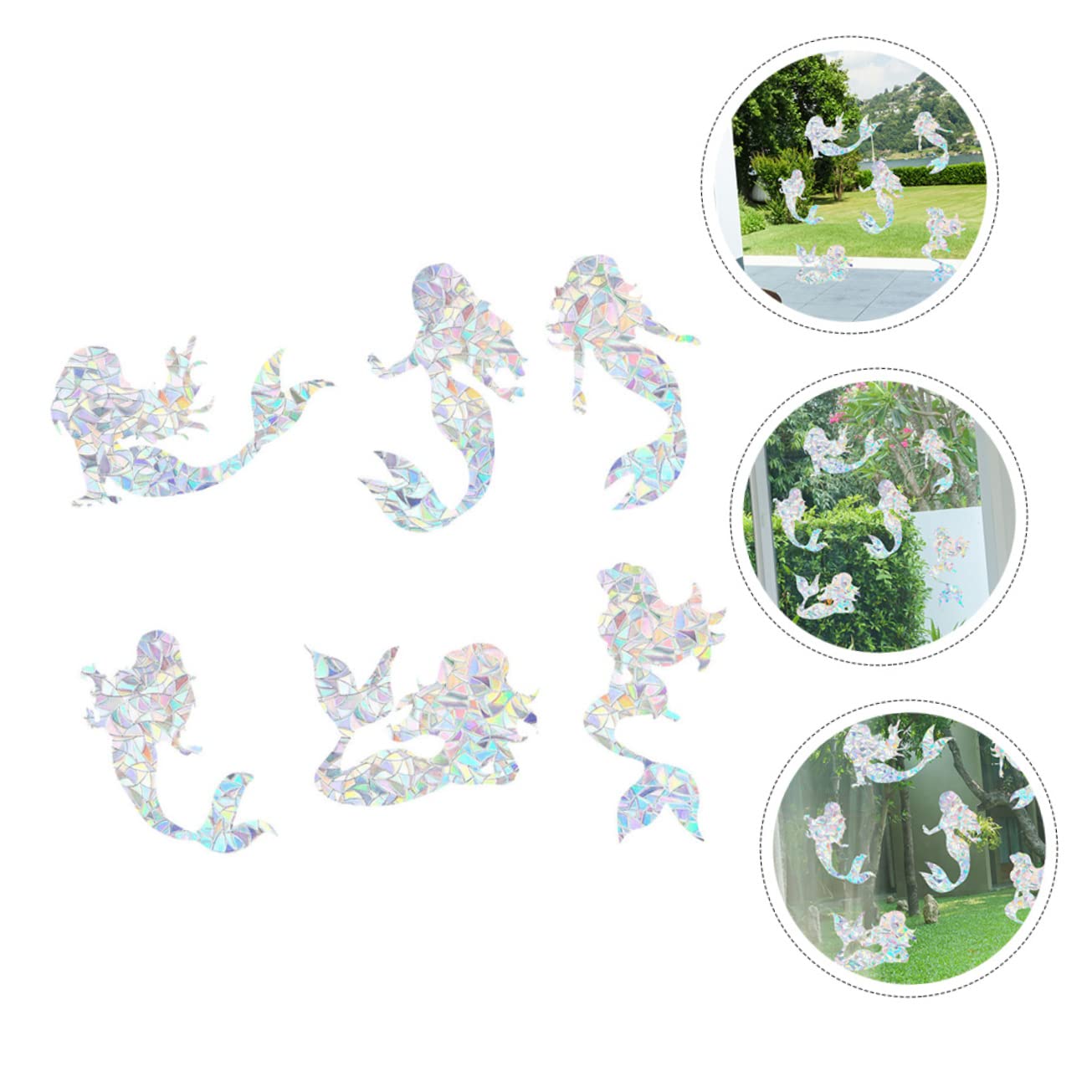 TOPBATHY 4 Juegos Vinilo Para Ventana Sirena Pegatinas Navideñas Pegatinas Pared Películas Para Ventanas Para Bloquear El Sol Decoración De La Pared Sala De Estar Colorful 6 Piezas * 4