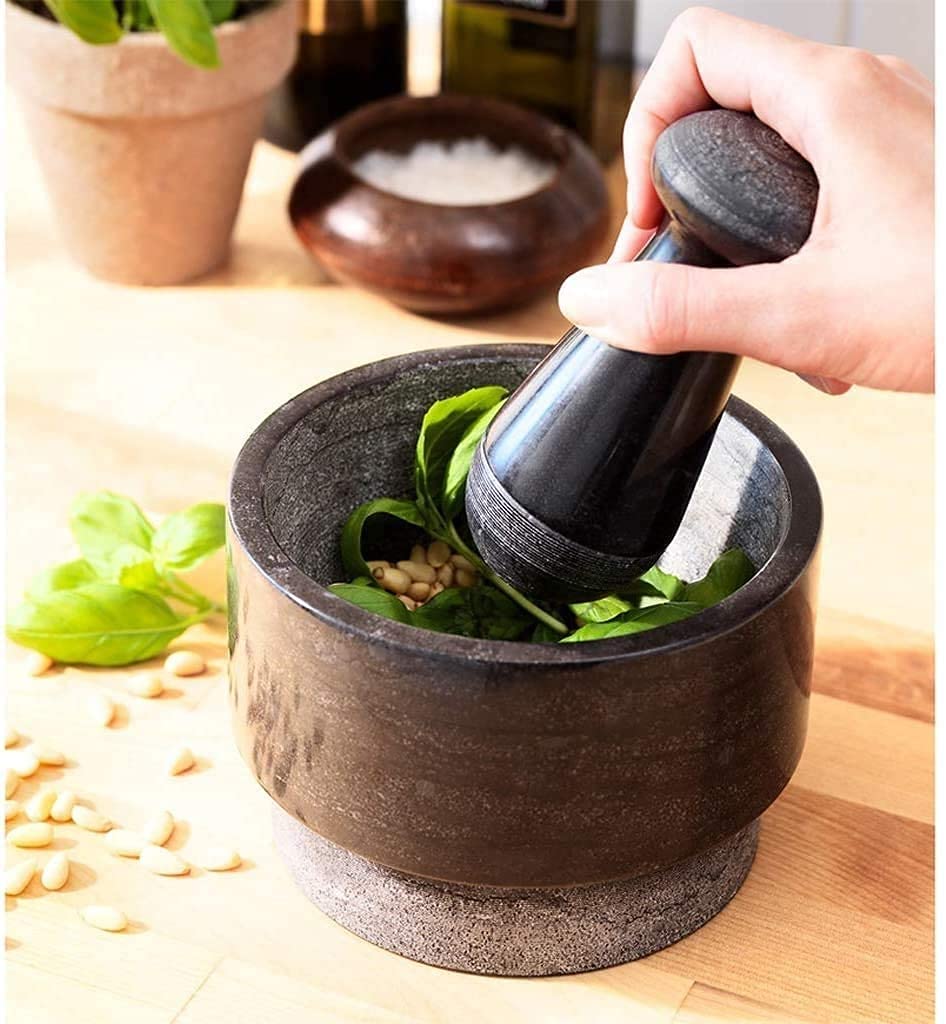 Mörser- und Stößel-Set aus poliertem Marmor für Guacamole – robust, groß und elegant