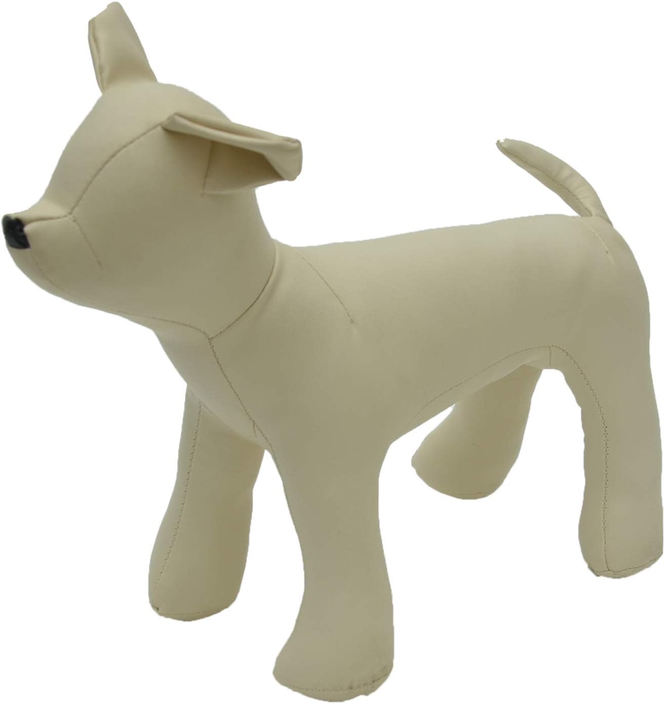 Lovelonglong PU Leather Dog Mannequins Standing Models to Display for Dog Clothing Pet Shop Beige M (Small Dog)