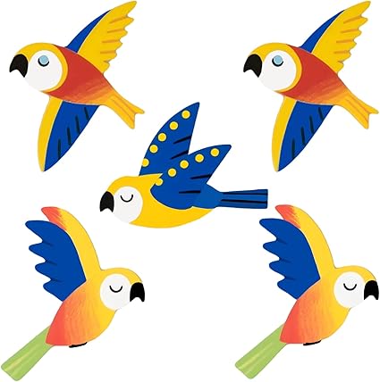 Qigfucm 5pcs Wooden Flying Bird Wall Art Decor, Simple