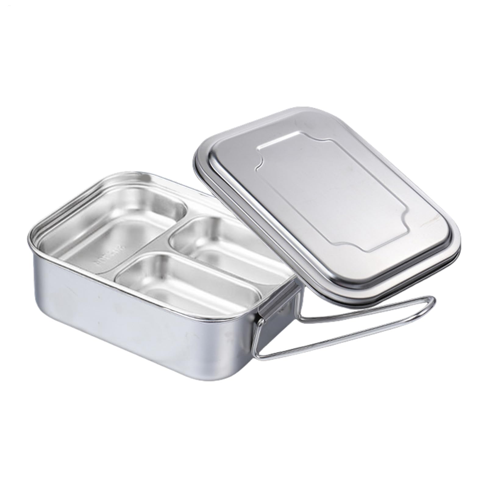 Generisch para niños de acero inoxidable – de metal de doble capa con 3 | compartimentos, asa plegable, tapa a prueba de fugas, de almacenamiento de alimentos