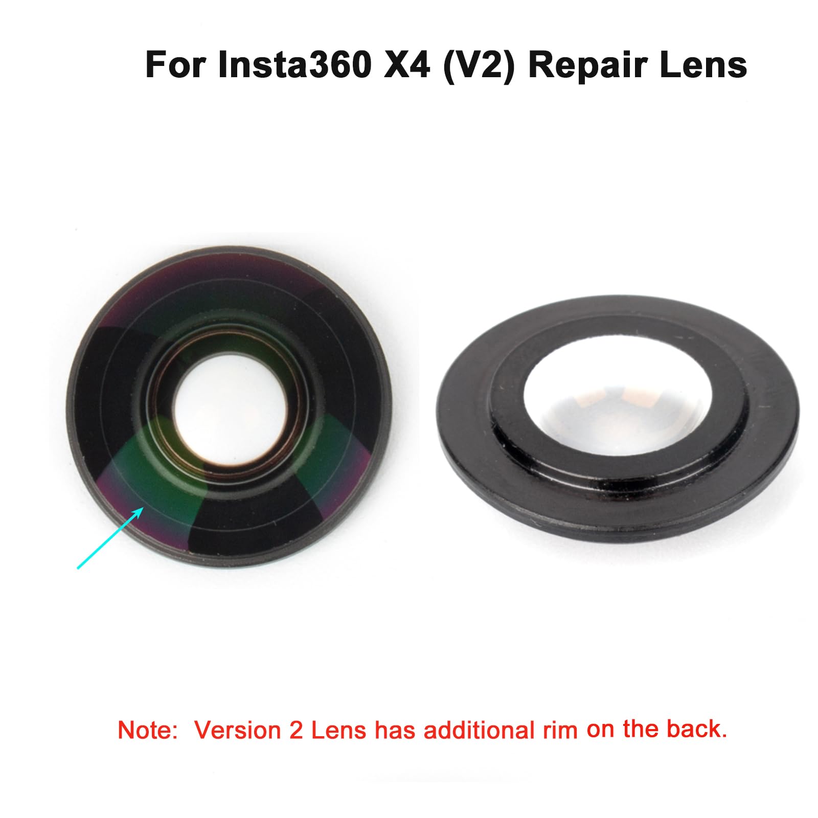Replacement Lens for New Insta360 X4 Action Camera Lens Repair Part (Version 2 - with Rim)