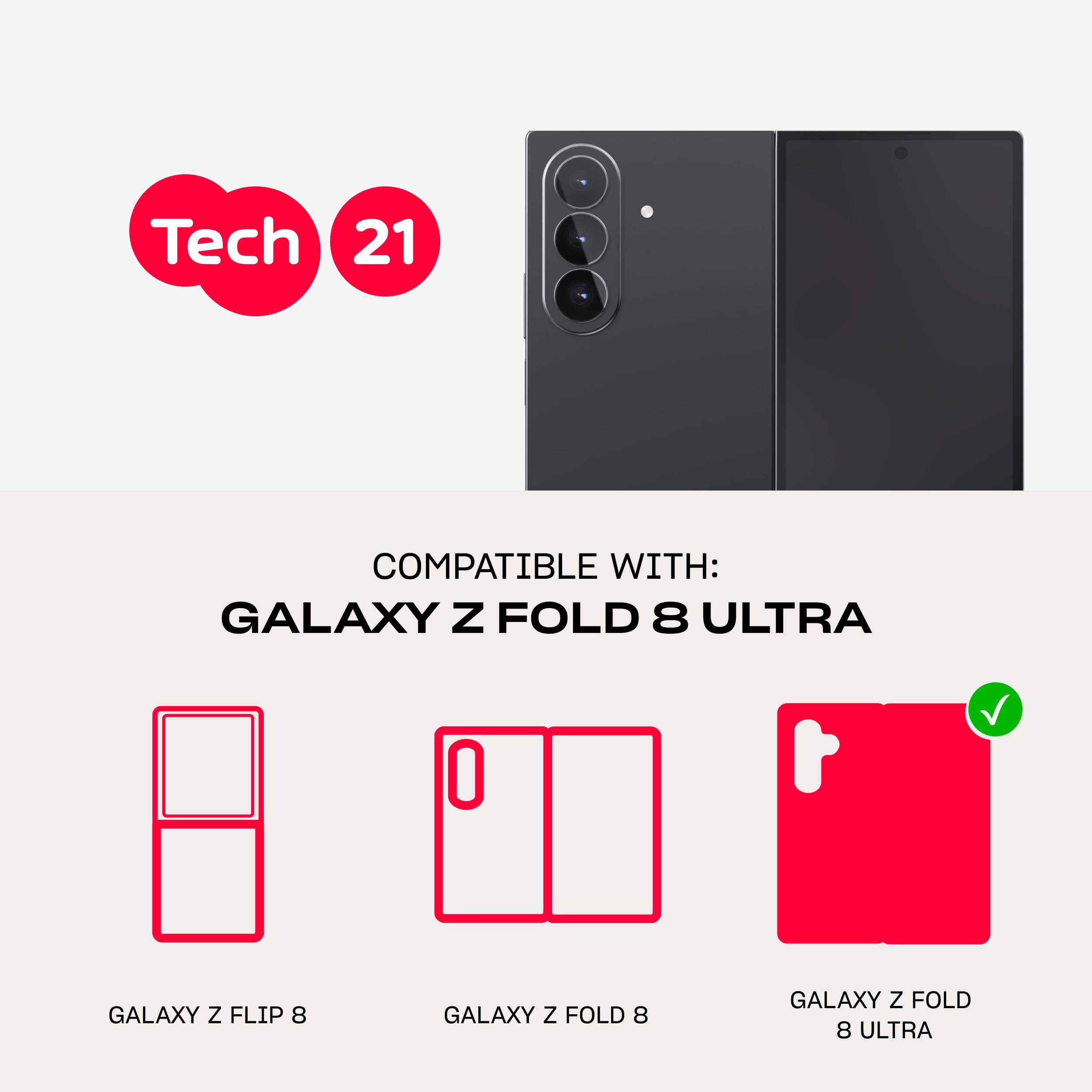 tech21 EvoClear - Custodia con calamite per Samsung Galaxy Z Fold8 Ultra| | Protezione multi-goccia da 3,6 m, resistente ai raggi UV e ai graffi, pulsanti meccanici, trasparente