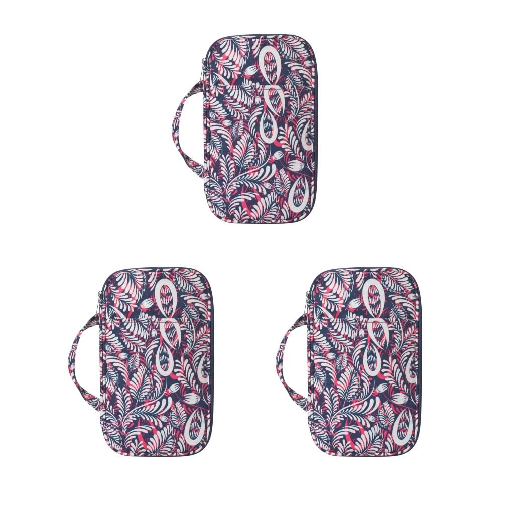 Juego de 3 fundas largas para agujas de tejer Oxford, bolsa de almacenamiento, bolsa de almacenamiento con hojas moradas