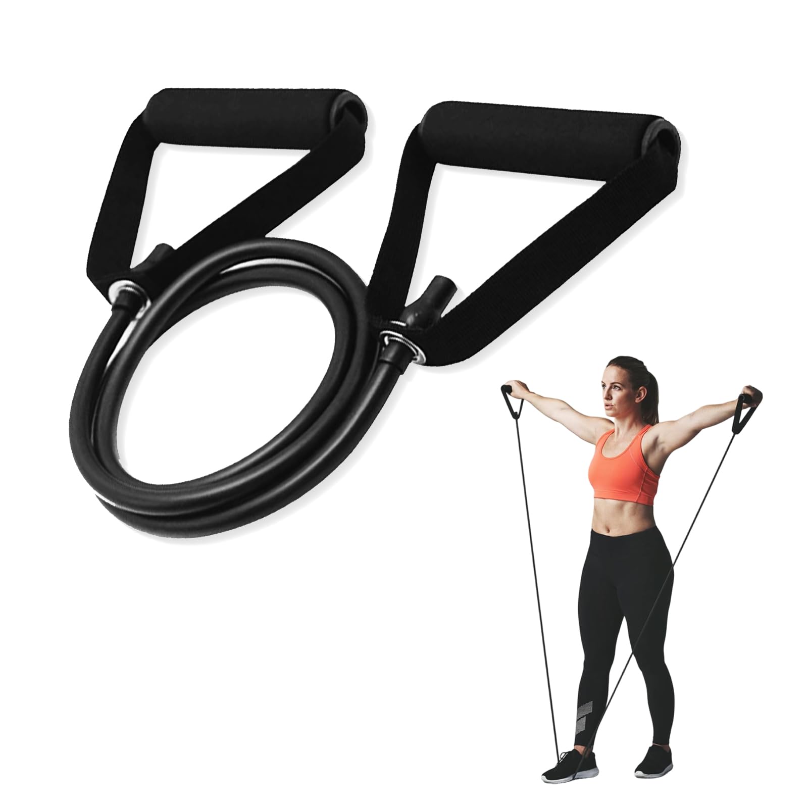 Espansore Toracico Regolabile con 1 Tubi in Lattice, Fitness Muscle Trainer per Braccia Spalle e Pettorali, Attrezzo per Allenamento a Casa e in Palestra, 30LB (Nero)