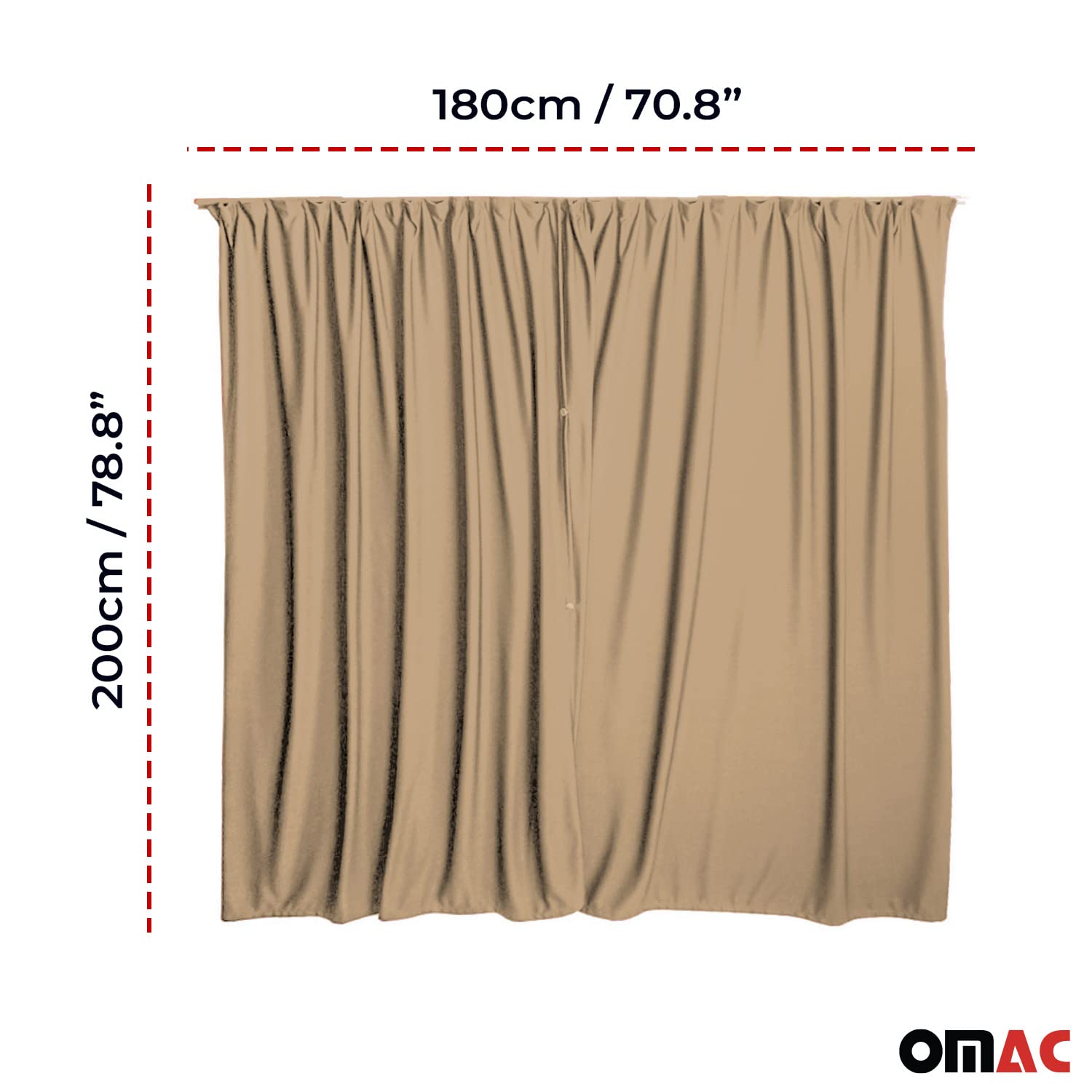 OMAC Rideaux De Séparation de Cabine Universel pour Voiture H3 Beige Tissu