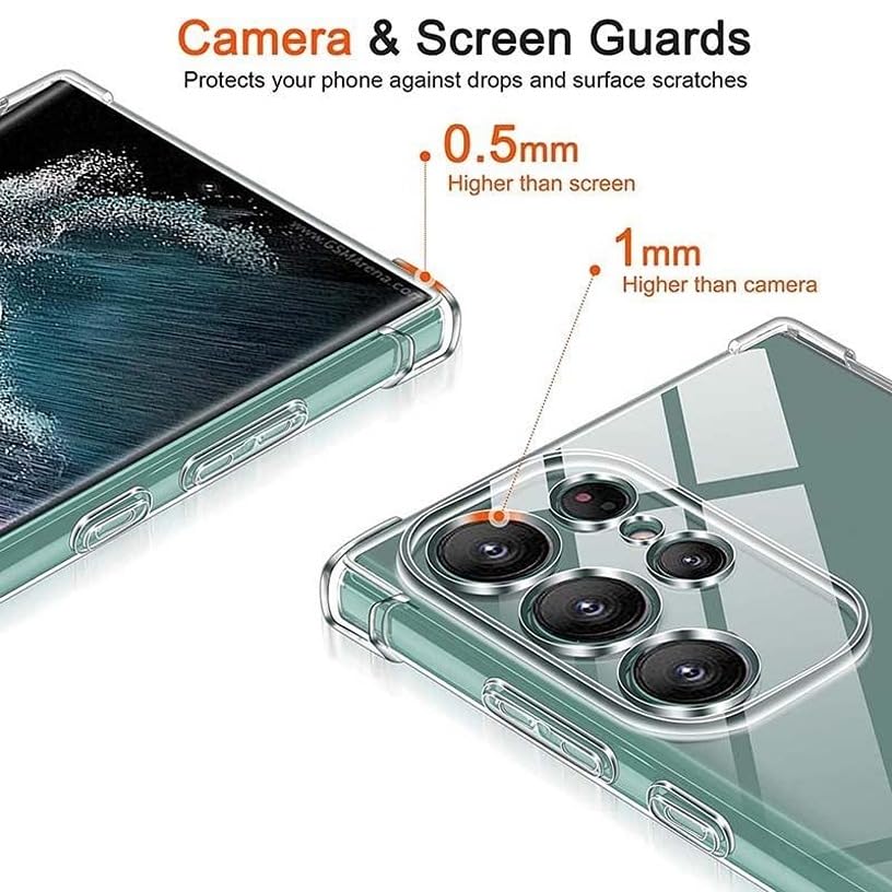 Image of BOXXO Flexible Back Cover for Samsung Galaxy S22 Ultra 5G | Back Cover Transparent Clear Shockproof Case Four Corner Protection | Slim Protective Mobile Phone Cover for Samsung S22 Ultra 5G