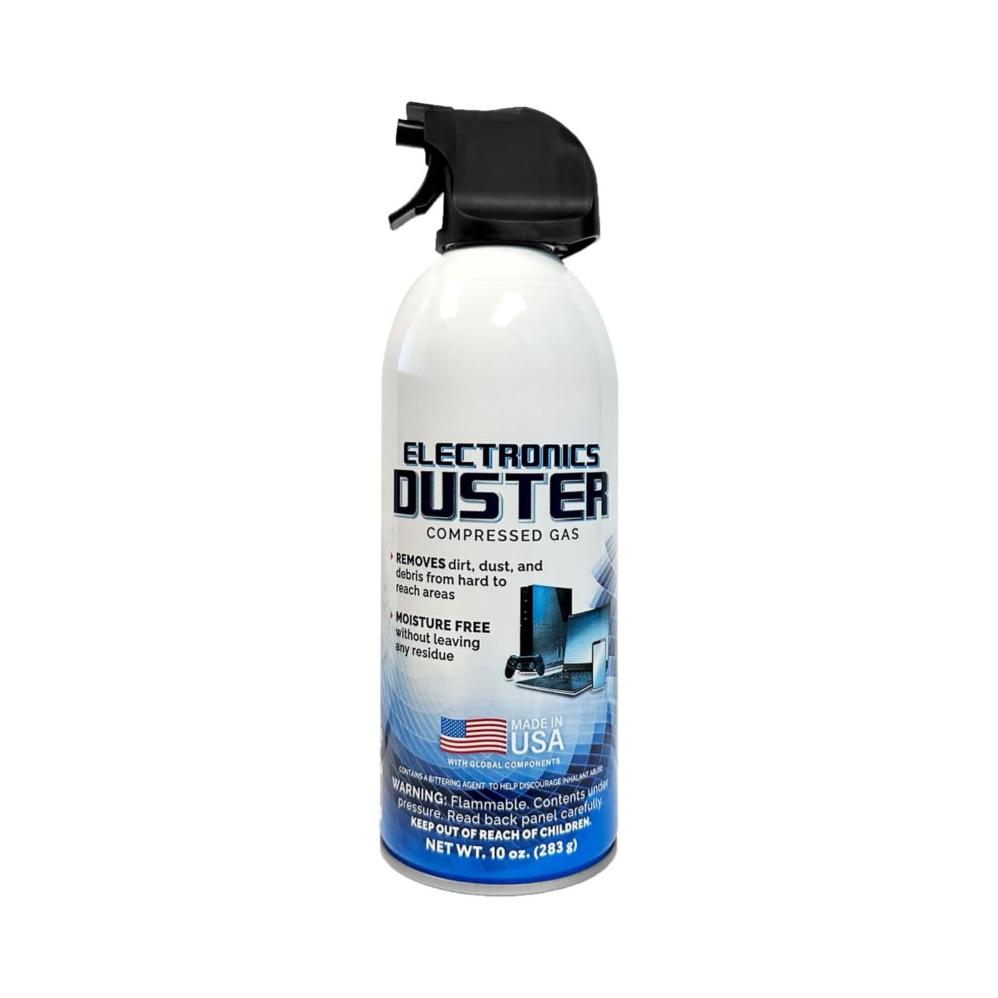 Compressed Gas Electronics Duster Spray 10 oz Powerful Air Duster for Computer Keyboard Laptop Office Equipment Moisture-Free Residue-Free