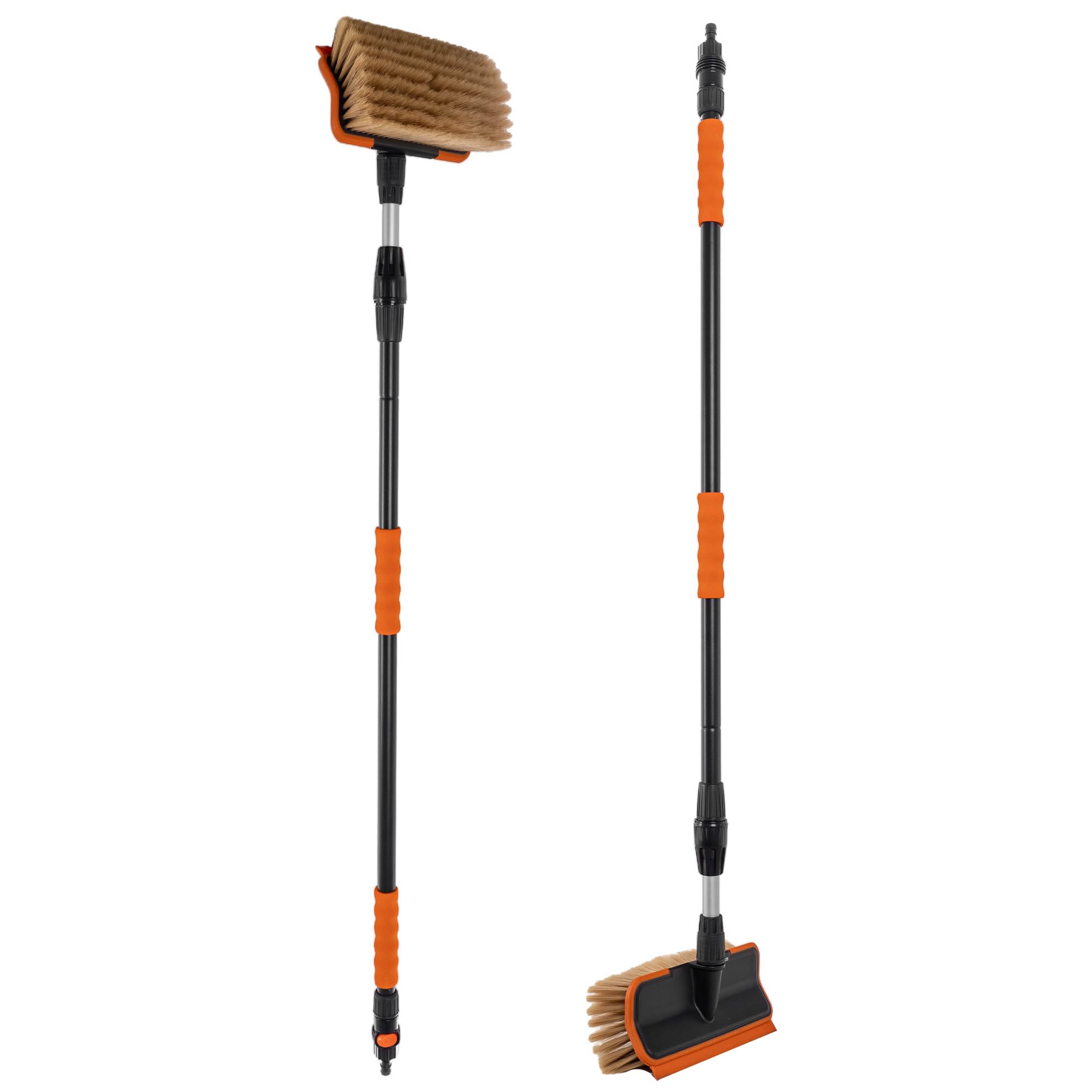 KADAX Teleskop Waschbürste mit Wasseranschluss, Ausziehbare Autowaschbürste mit Teleskopstiel, Teleskopbürste mit weichen Borsten, Reinigungsbürste (151-251cm)