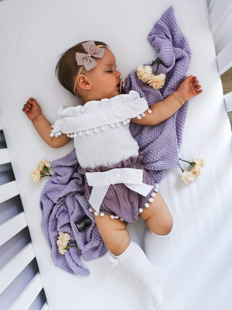 Bellochi Premium Manta de Bambu para Bebe - Acogedor Mantita para Chica o Chico - Suave Aireado Verano Manta Bebe Recien Nacido - Hecha a Mano - 100x80 cm - Lavendlove