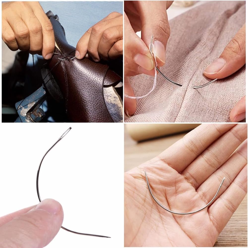 14 stuks gebogen naalden, gebogen naalden dun, gebogen naalden bekleding naalden, zadelnaalden, pruik C gebogen naalden, ronde lederen zadelnaalden, gebogen naainaald, leer naaien naald