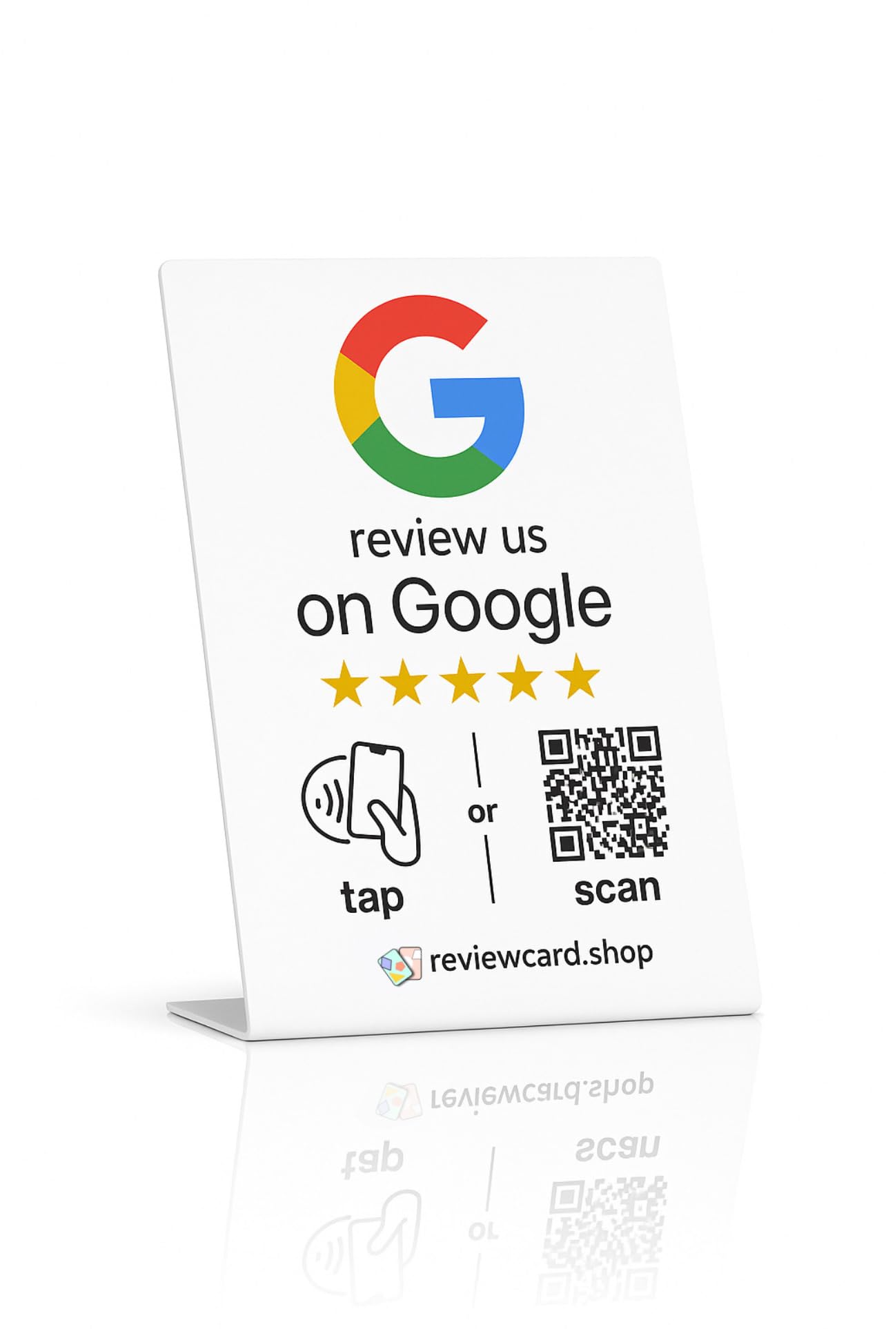 Review us on Google Stand - QR & Tap NFC Stand - Comes pre-setup - Collect 5* Reviews - Works on both iPhone & Andriod - Rank at the top of the Google search, get Sales for your Business. (3)